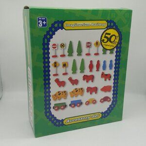 Imaginarium Railway Accessory Set Trees Horses Cow Signs Wooden INCOMPLETE Train